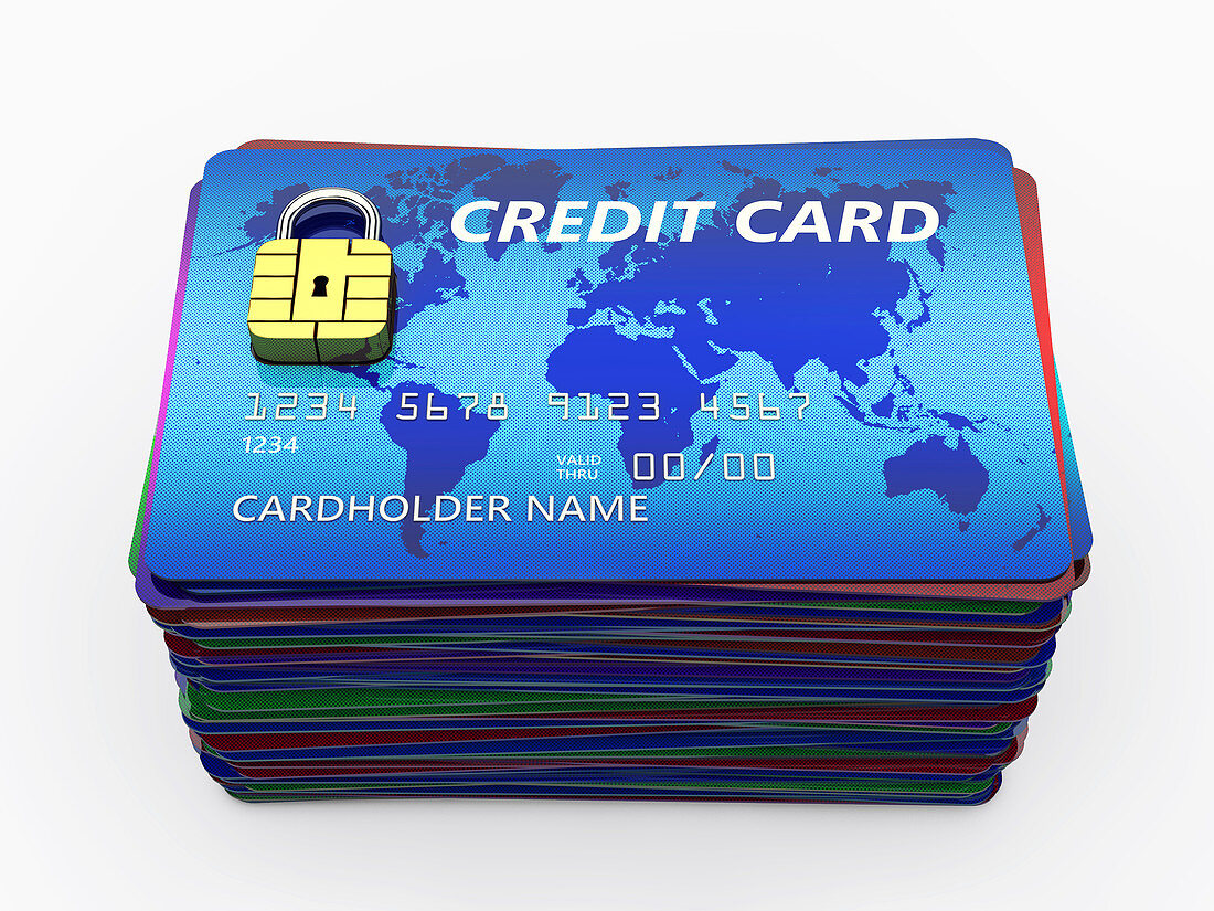 Credit card security, conceptual illustration