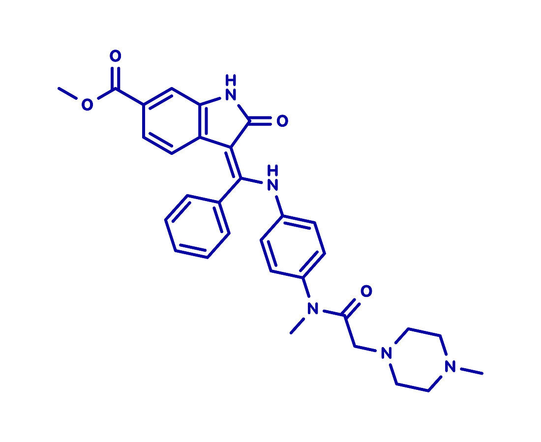 Nintedanib cancer drug, molecular model