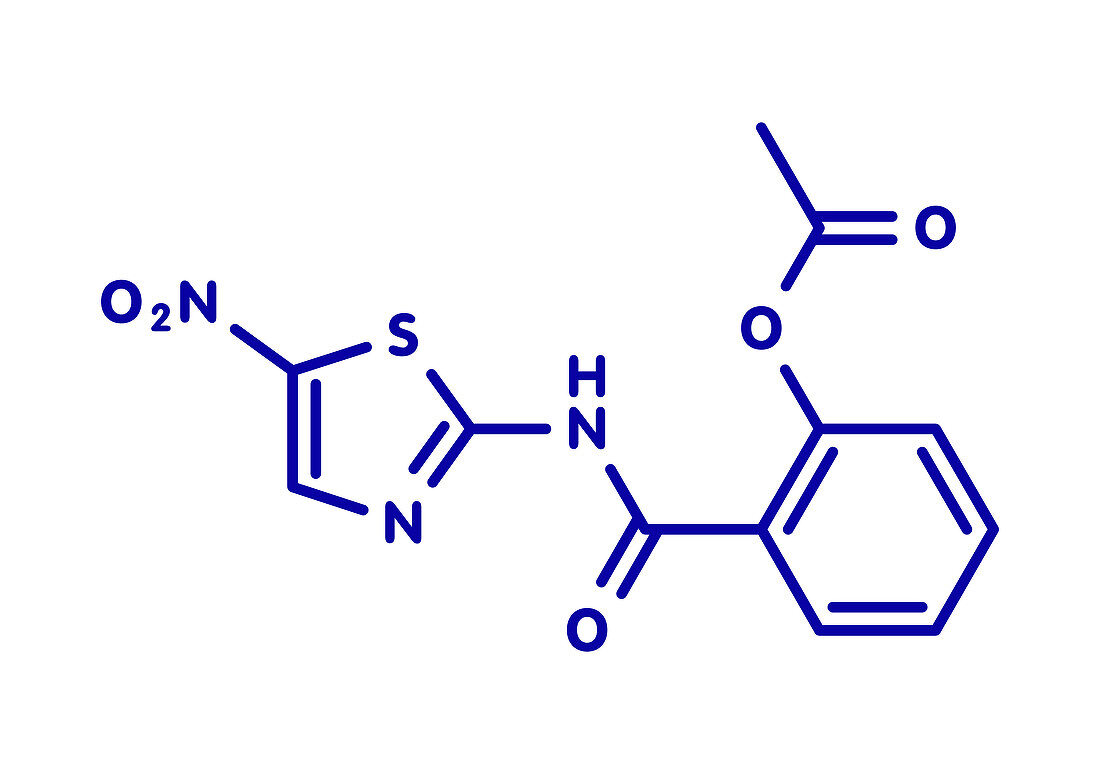 Nitazoxanide antiprotozoal drug, molecular model