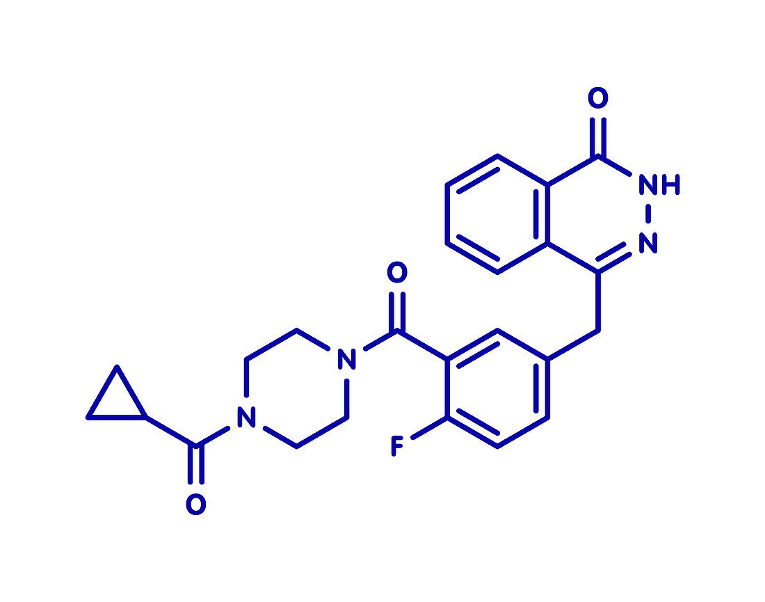 Olaparib cancer drug, molecular model