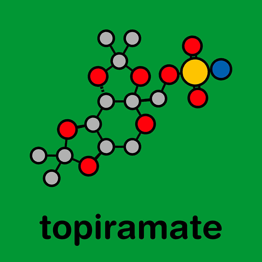 Topiramate epilepsy and weight loss drug, molecular model
