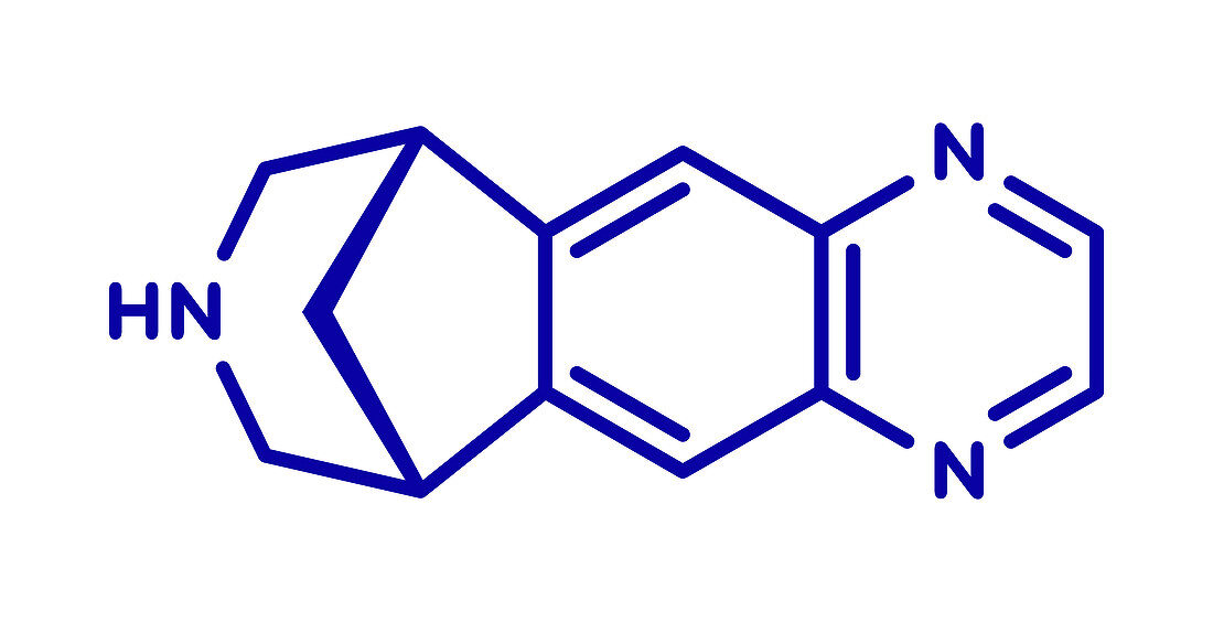 Varenicline smoking cessation drug, molecular model