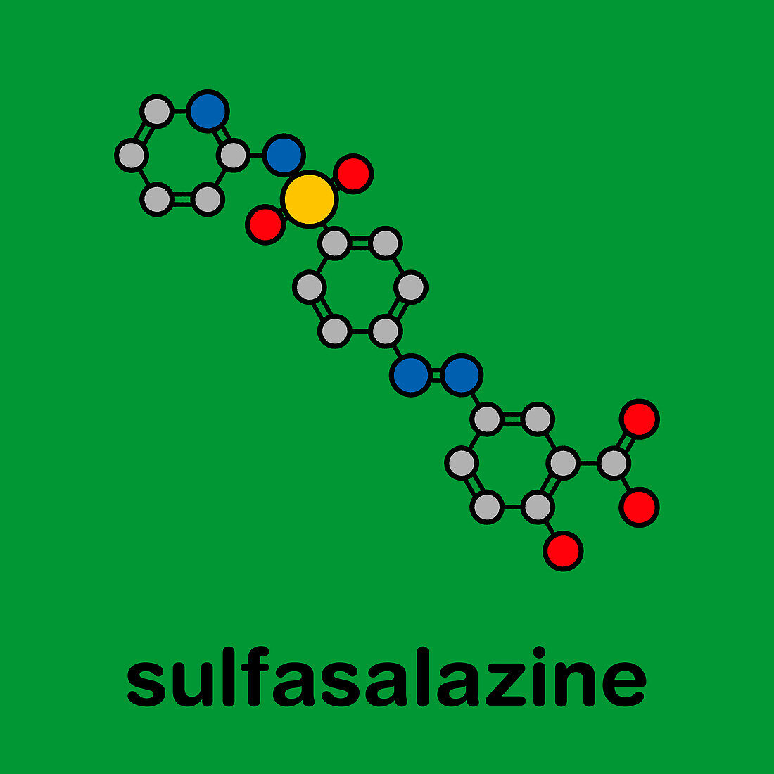 Sulfasalazine drug, molecular model
