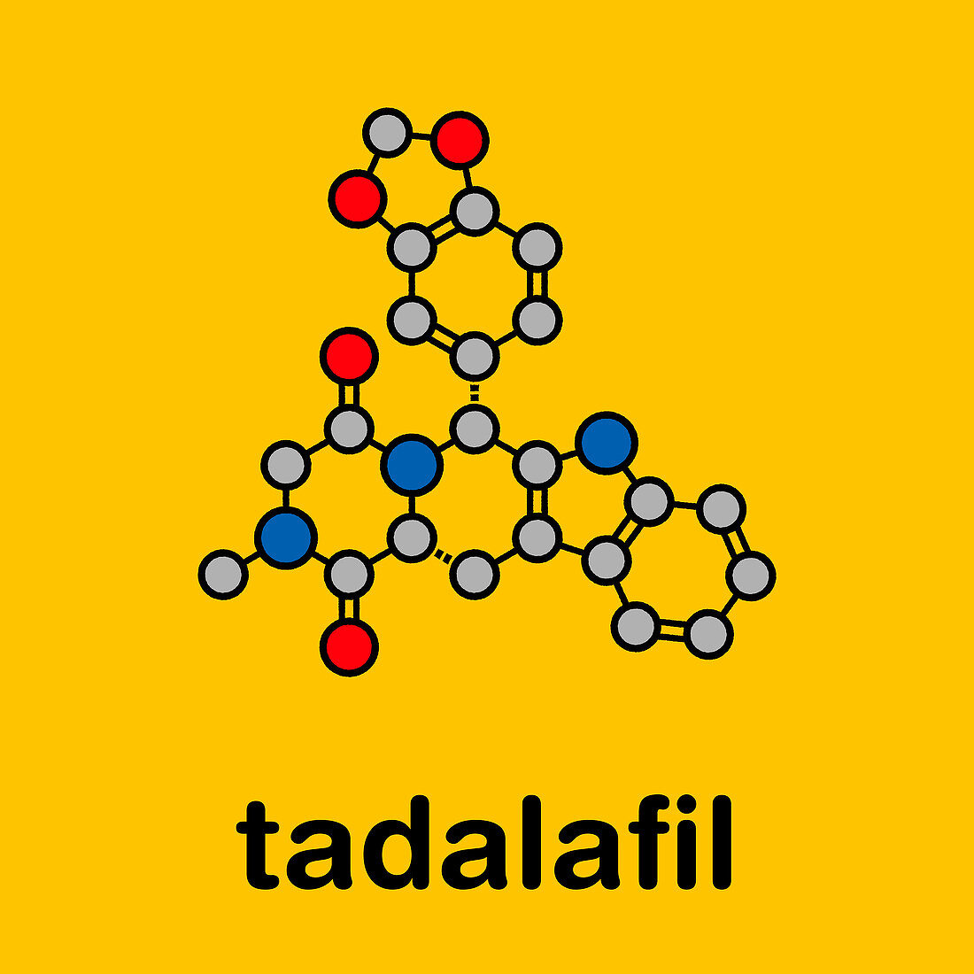 Tadalafil erectile dysfunction drug, molecular model