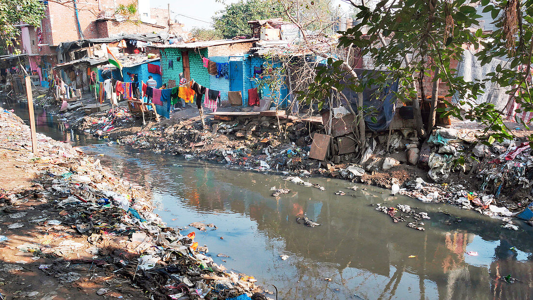 Slum in New Delhi, India