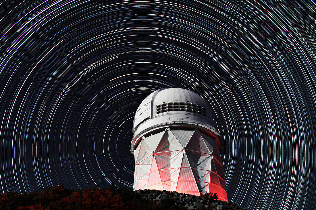 Star trails over Mayall 4-metre telescope at KPNO