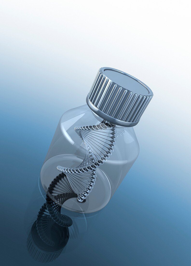 Dna in container, illustration