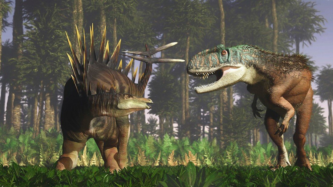 Yanchuanosaurus and Tuojiangosaurus dinosaurs, illustration