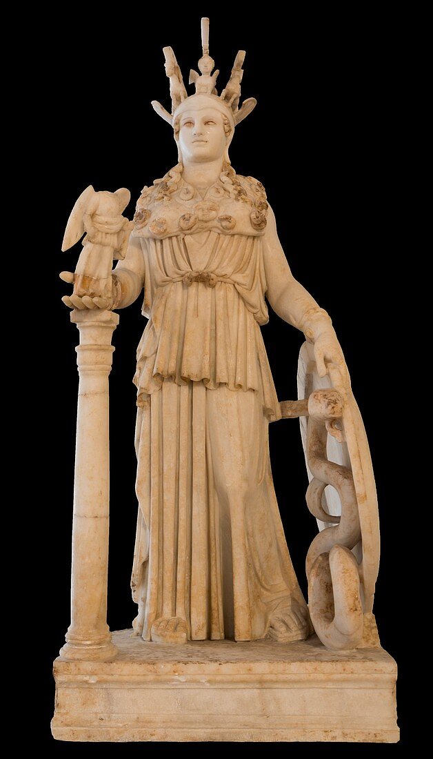 Athena Parthenos on black background