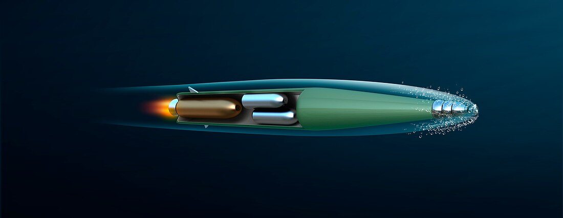 Supercavitating torpedo, illustration
