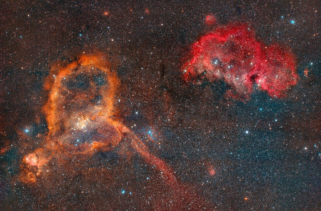 Heart and Soul nebulae, optical image