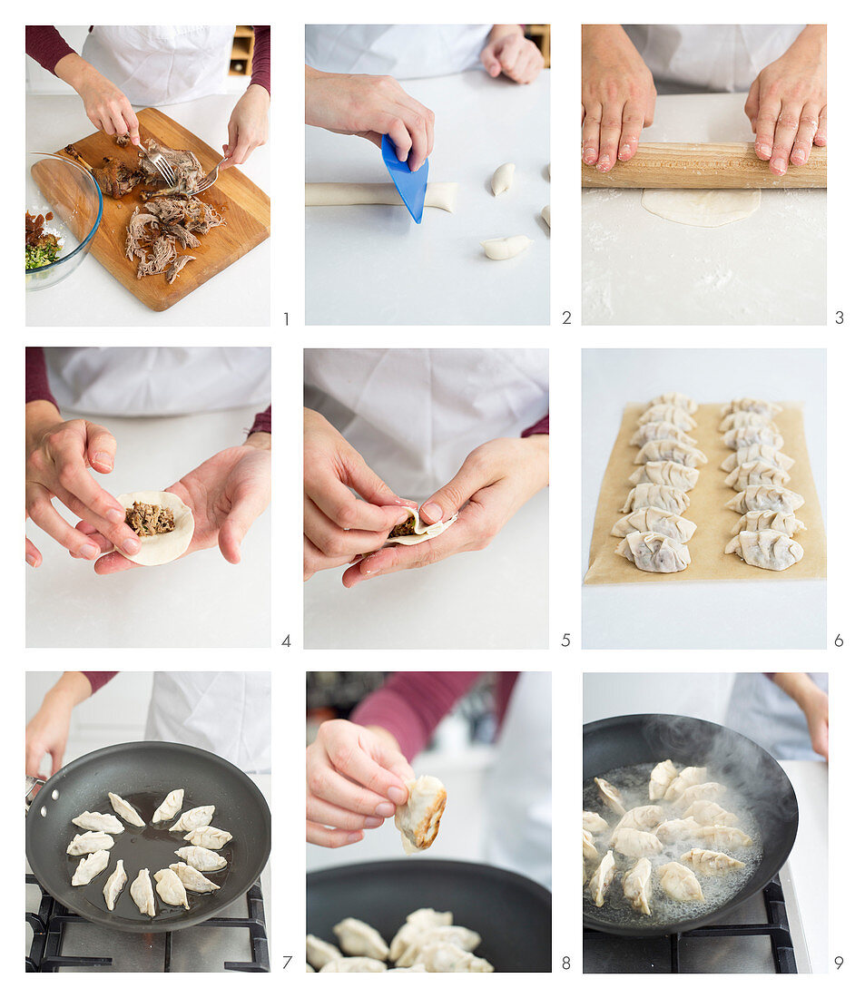 Jiaozi mit Entenfleischfüllung (Asien) zubereiten