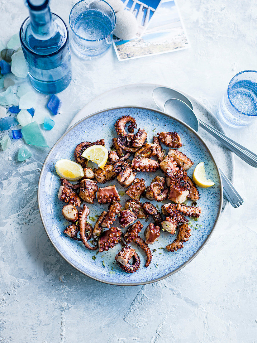 Marinated and grilled octopus (Greece)
