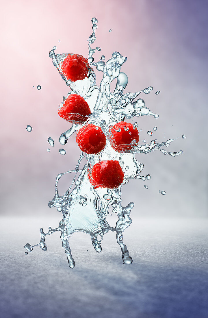 Himbeeren mit Wassersplash