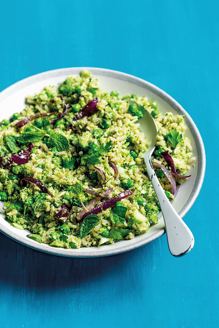 Fried broccoli-and-pea rice