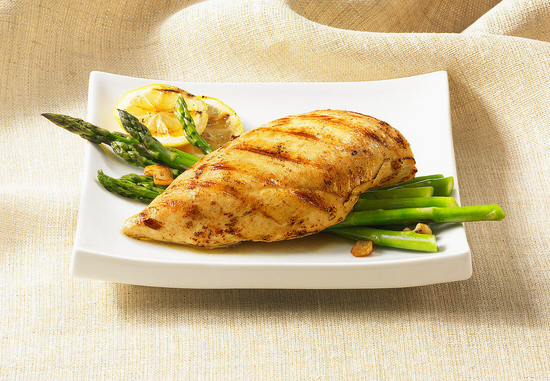 Baked boneless organic chicken breast asparagus