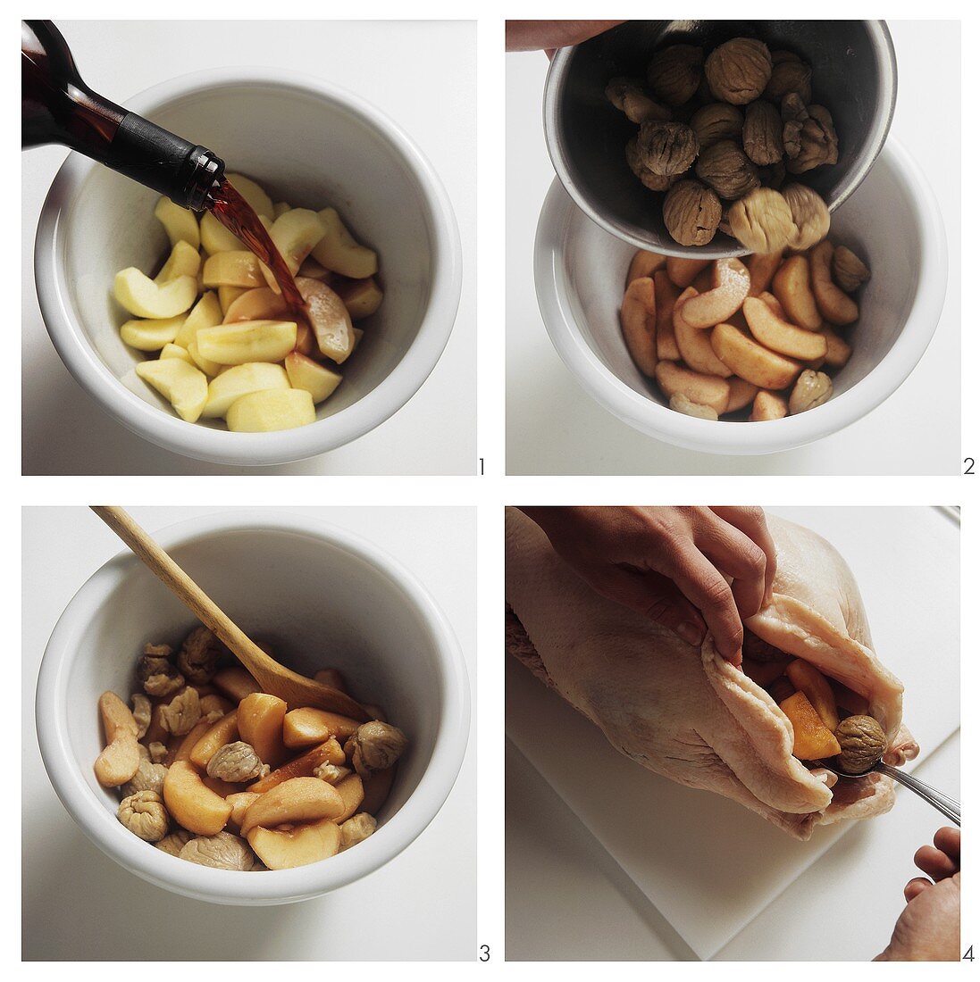 Making apple and chestnut stuffing