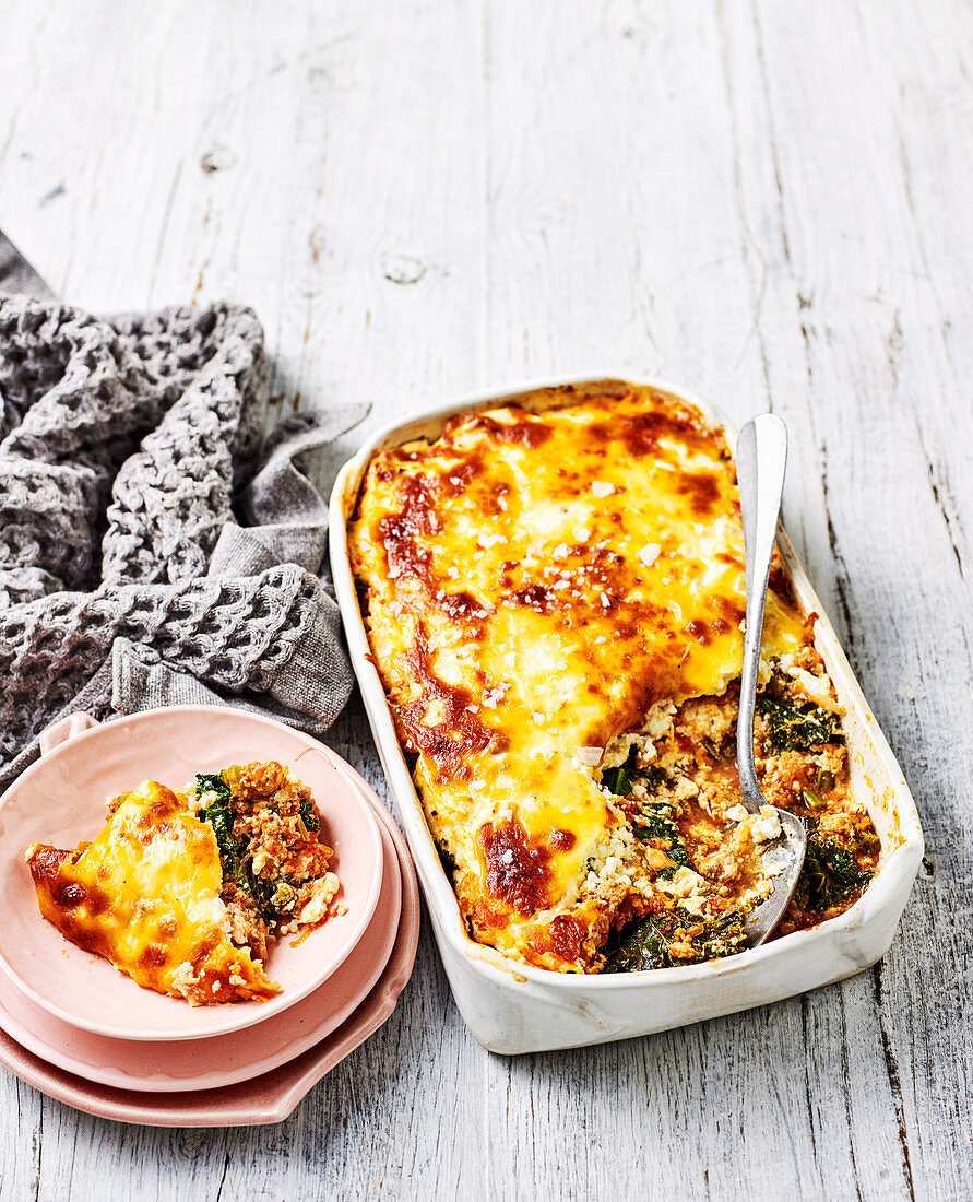 Puten-Grünkohl-Lasagne (Low Carb)