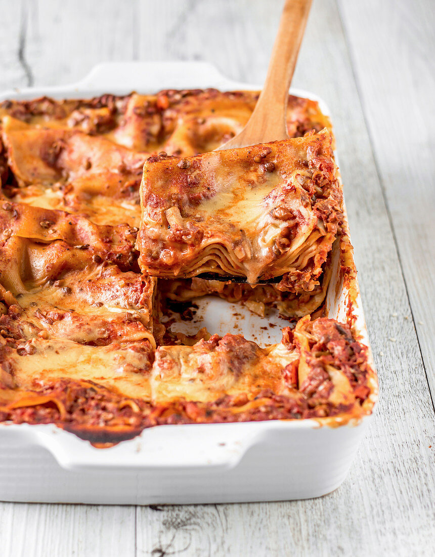 Lasagne mit Pilzen und Linsen