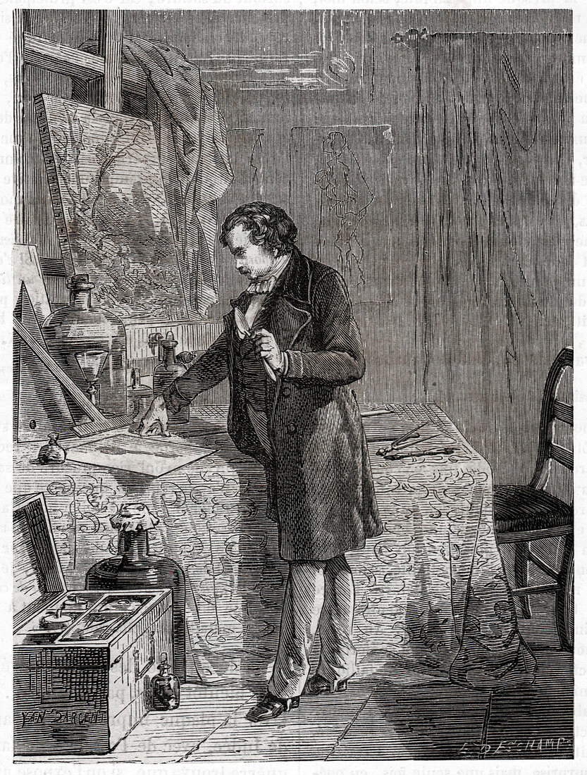 Louis Daguerre, French inventor, illustration