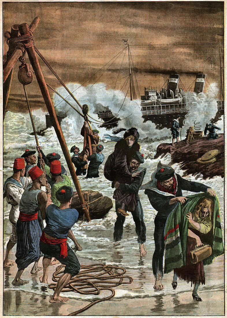 Sinking of a boat in Turkey, illustration