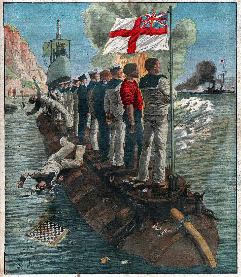 Shipwreck of a submarine, illustration