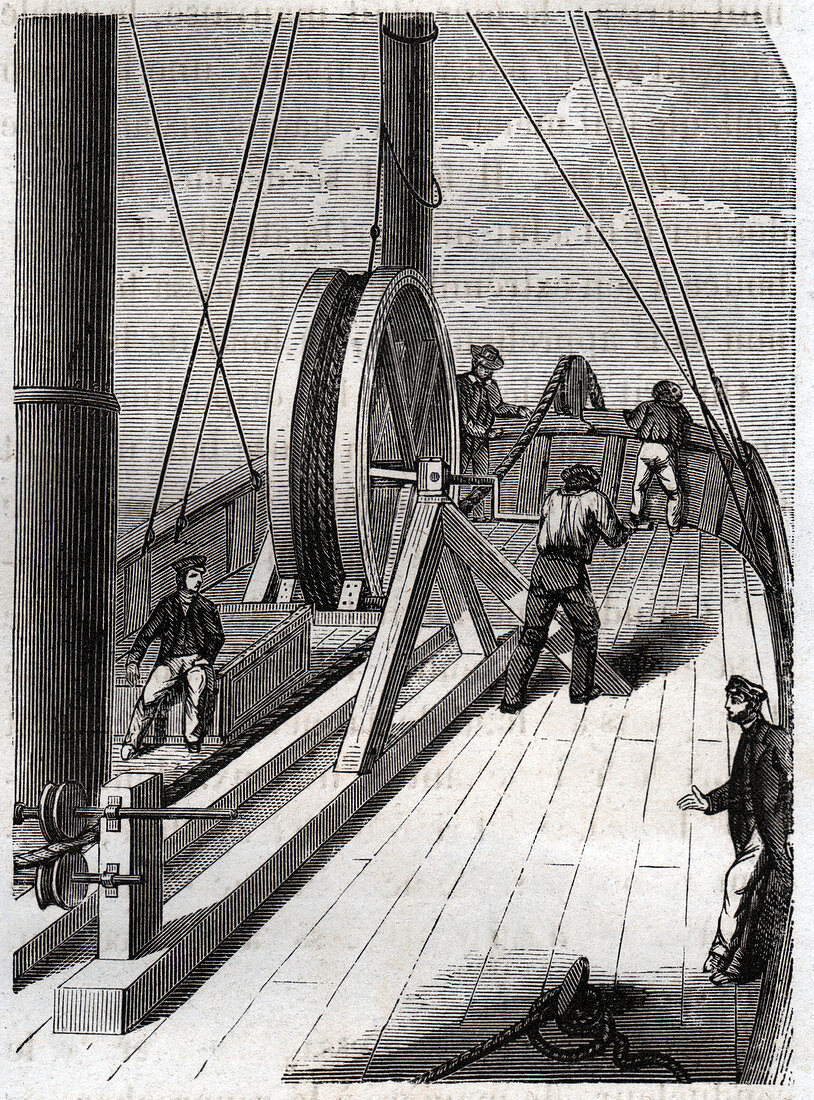 Telegraphic undersea cable, illustration