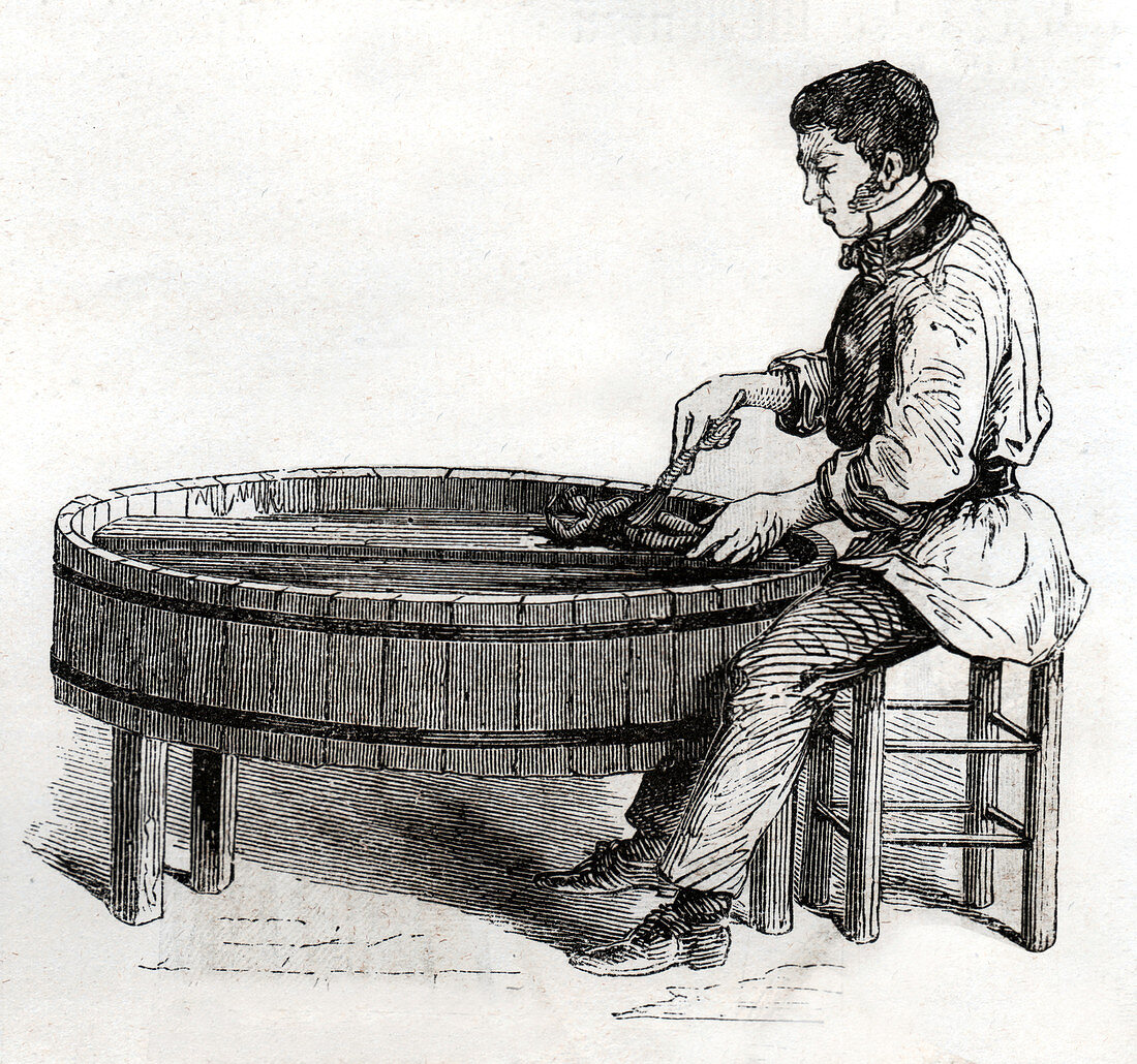 Worker in silversmithery, illustration