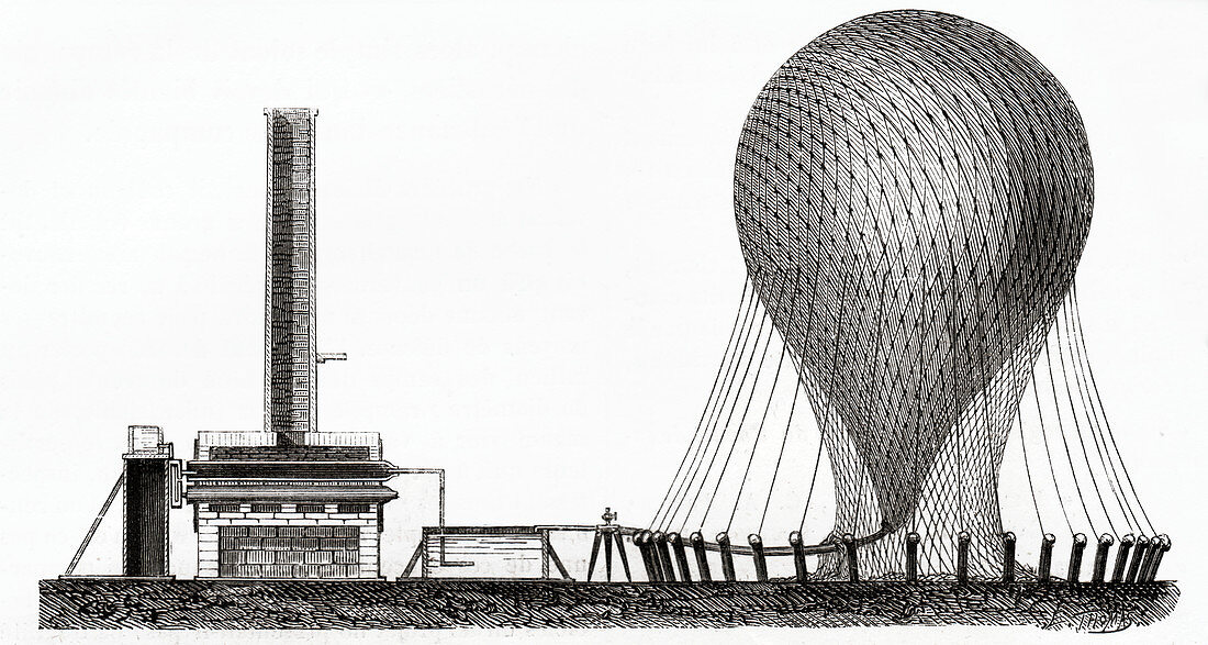 Military hydrogen balloon, illustration