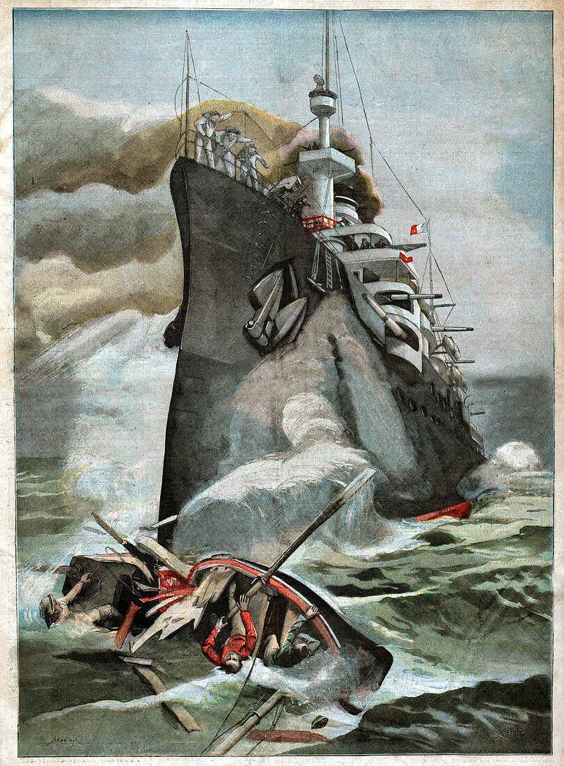 Crash between ships, illustration