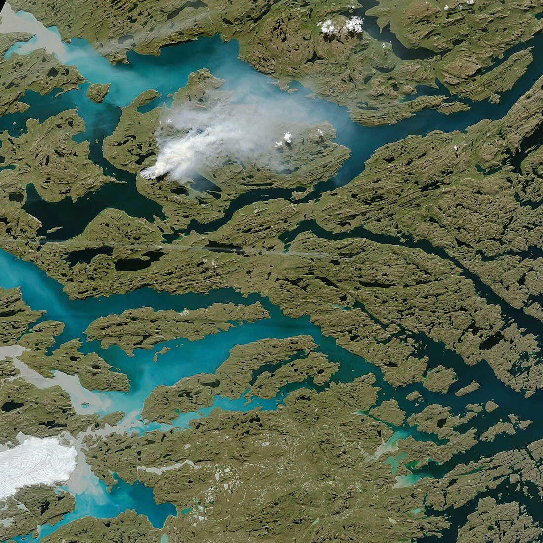 Wildfire in Greenland in August 2017, satellite image