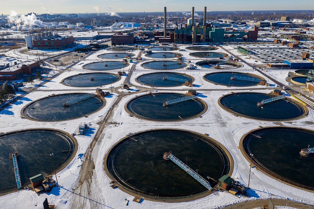 Sewage treatment plant, Michigan, USA