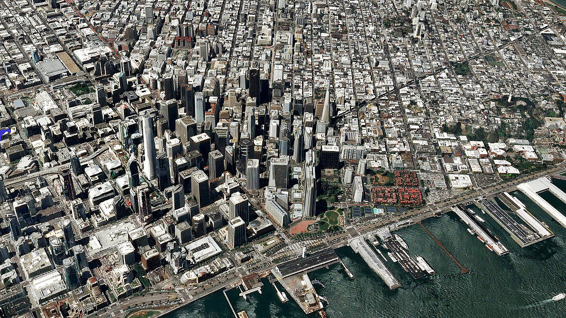 Satellite model of central San Francisco, USA