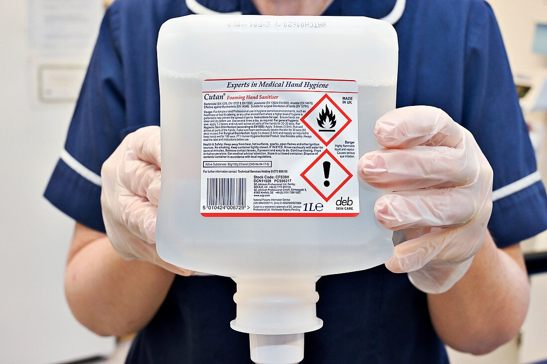 Hand-sanitising gel being used during coronavirus outbreak