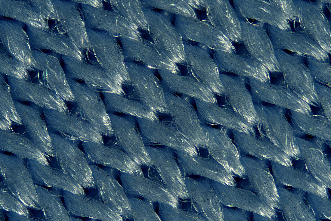 Microfibre cloth structure, light micrograph
