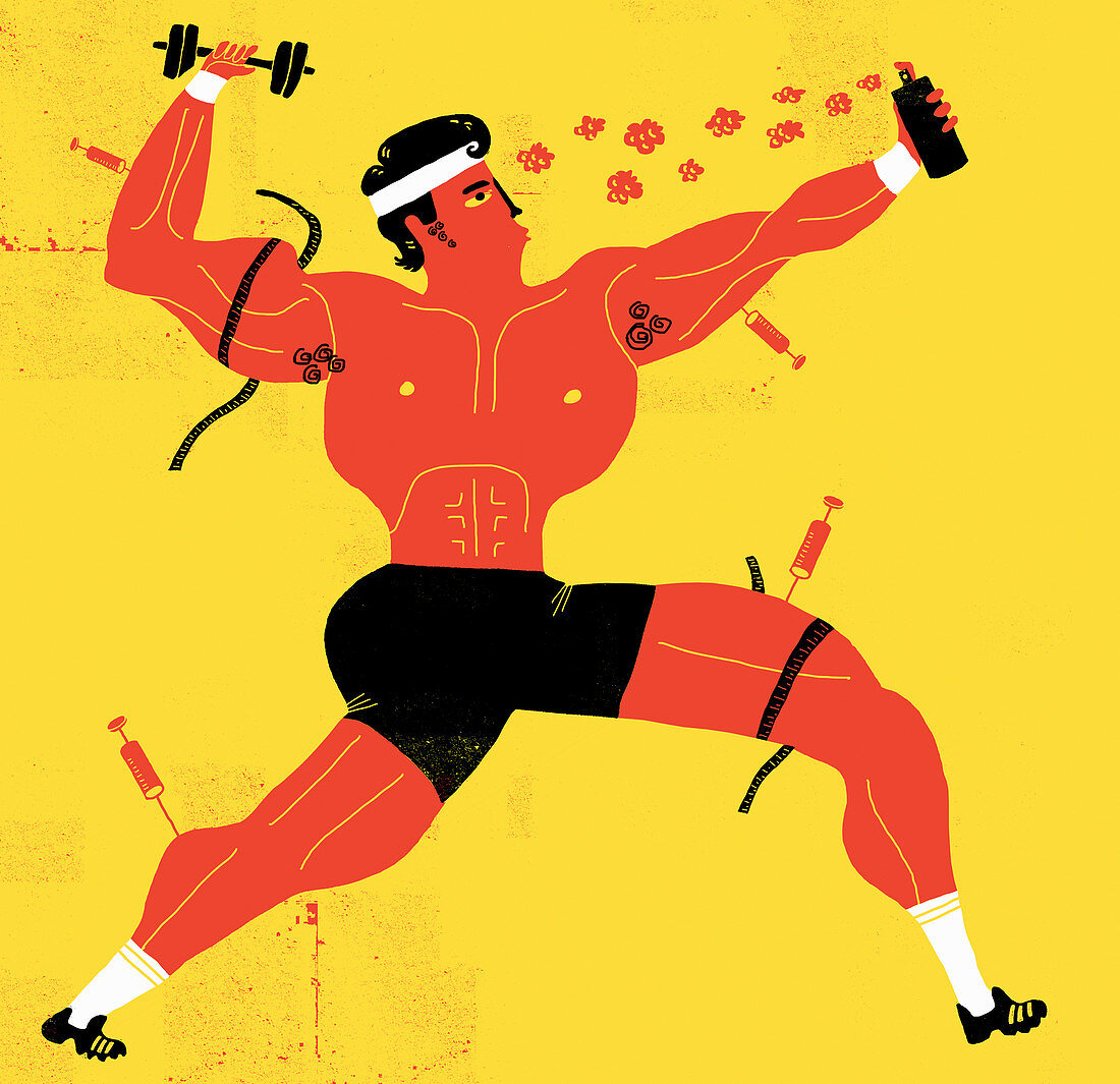 Bodybuilding drugs, conceptual illustration