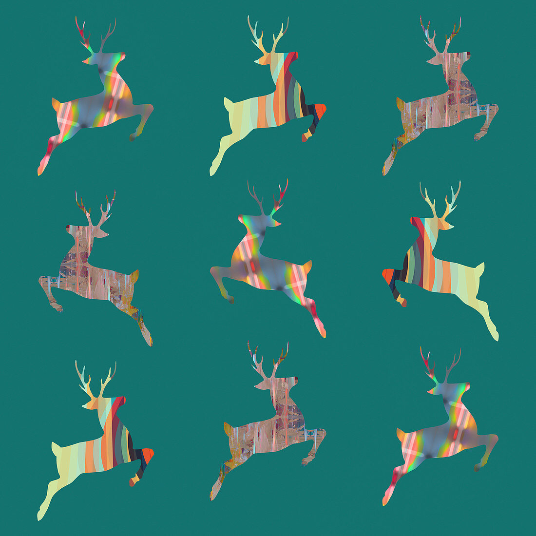 Leaping reindeer, illustration