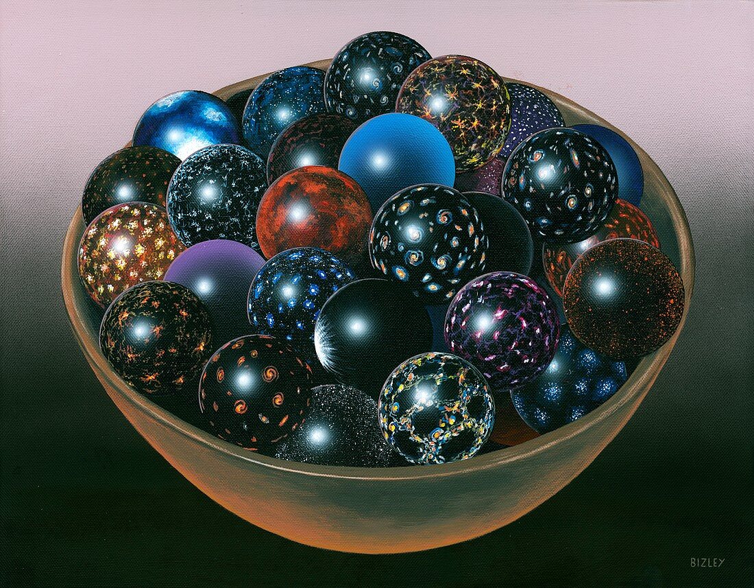 Bowl of multiverses, conceptual illustration