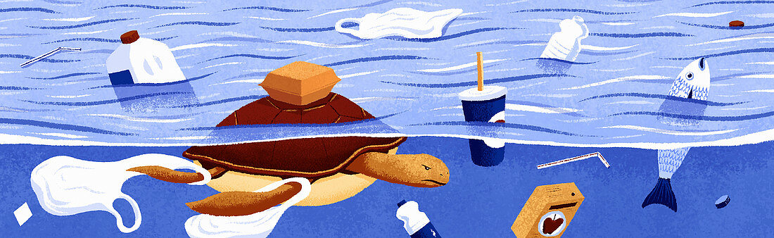 Ocean pollution, illustration