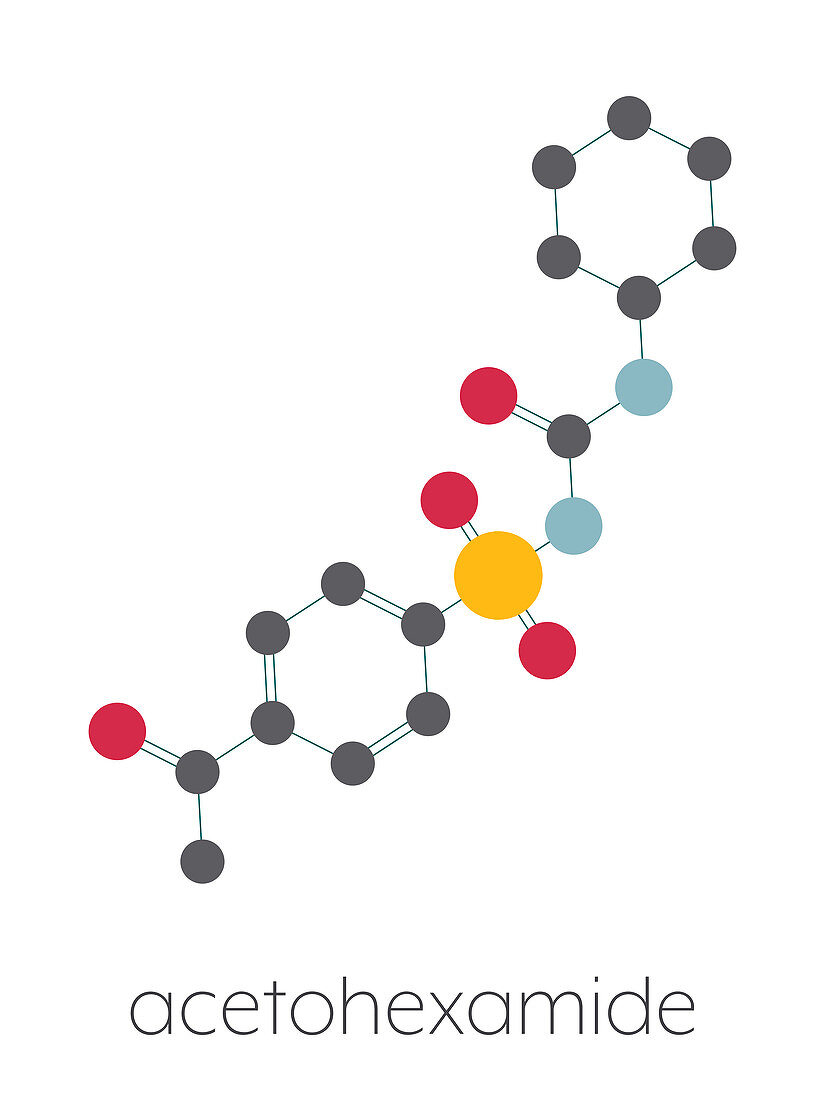 Acetohexamide diabetes drug molecule, illustration