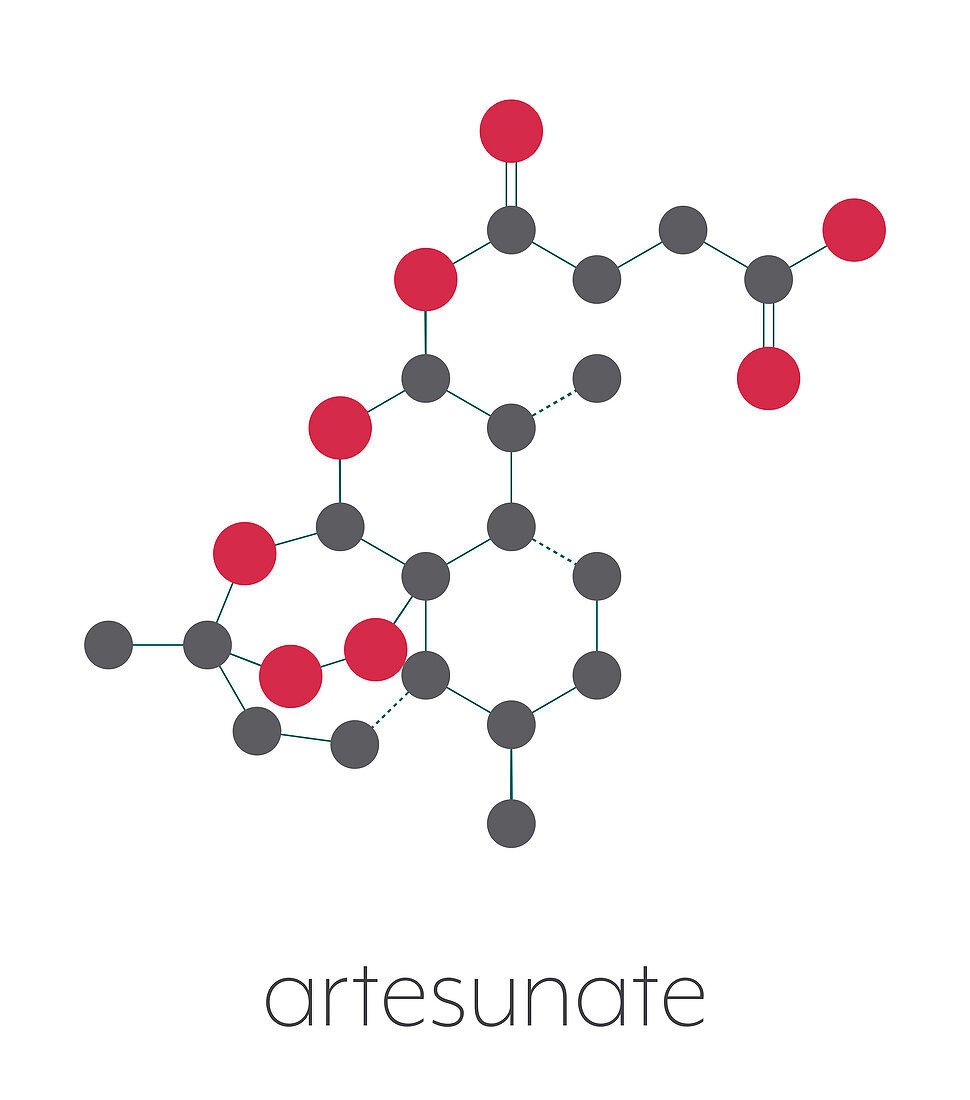 Artesunate malaria drug molecule, illustration