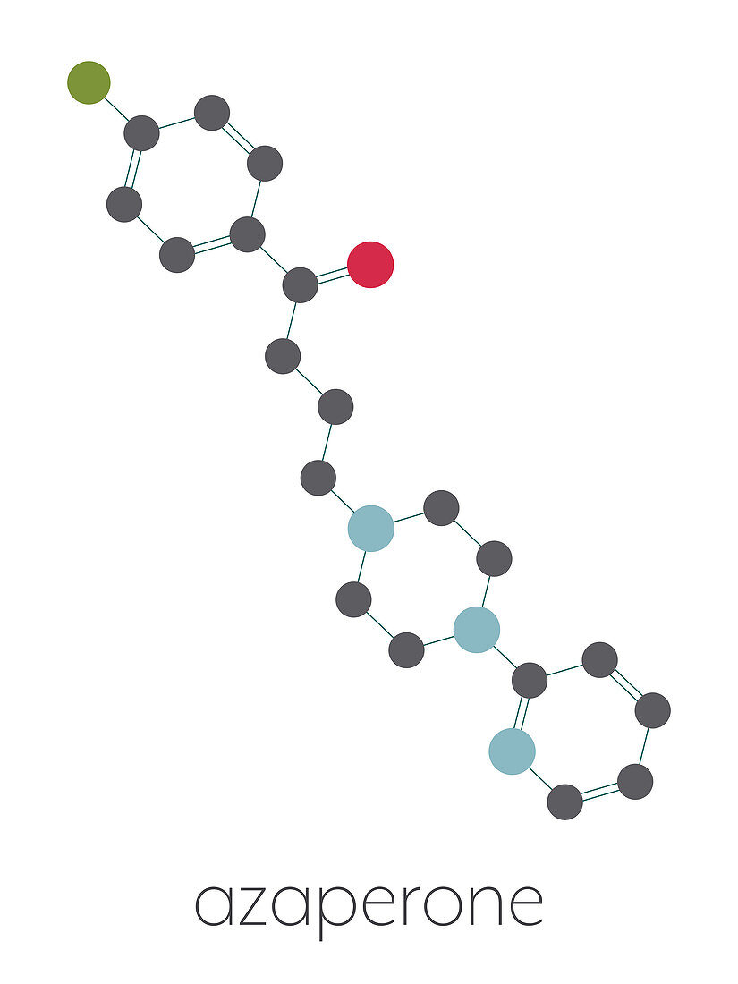 Azaperone antipsychotic drug molecule, illustration