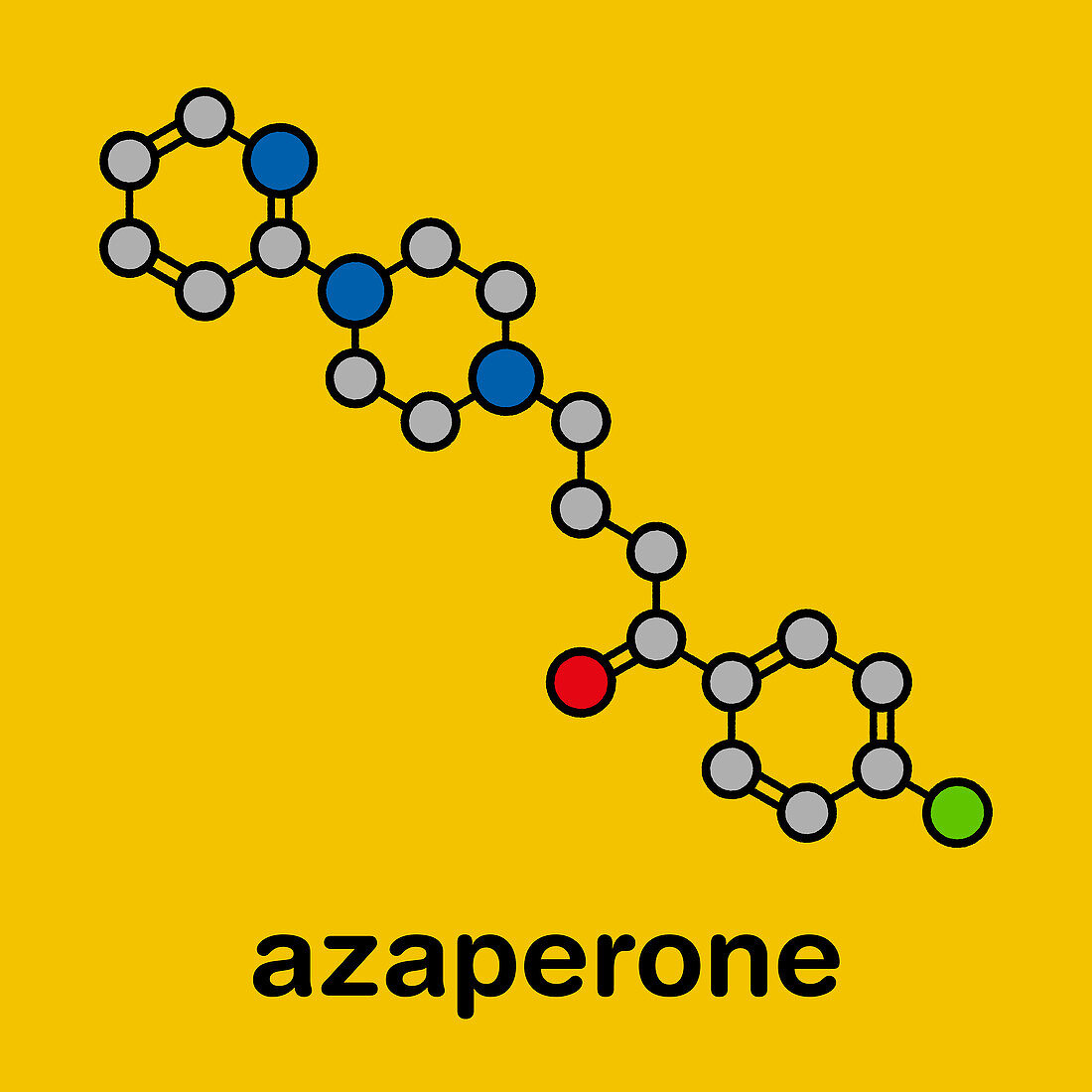 Azaperone antipsychotic drug molecule, illustration