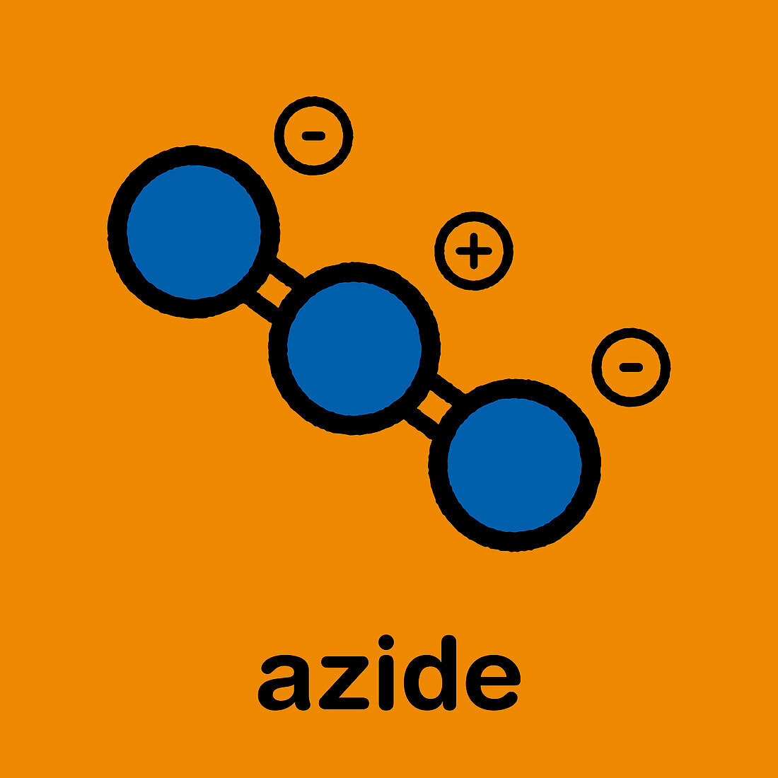 Azide anion chemical structure, illustration