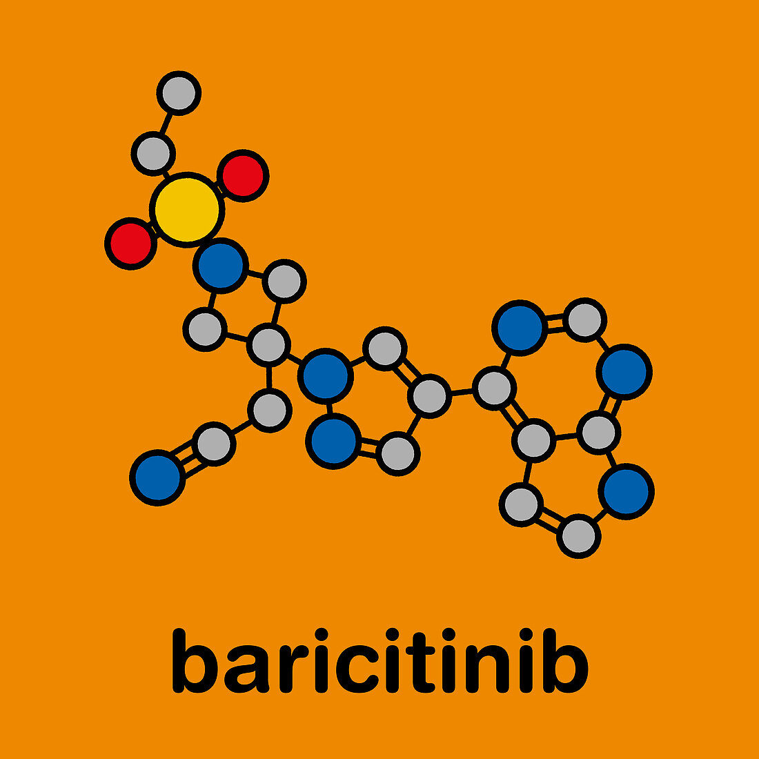 Baricitinib janus kinase inhibitor drug, illustration
