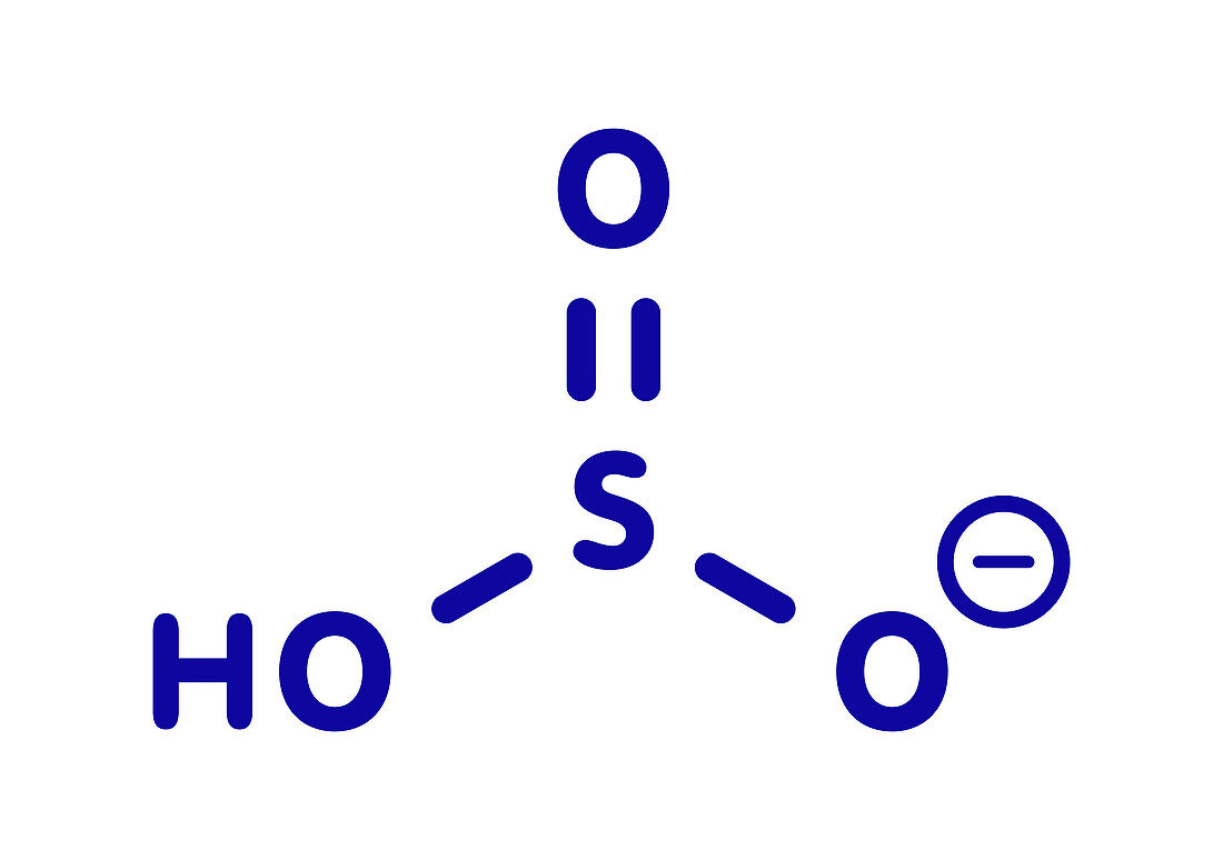 Bisulfite anion chemical structure, illustration