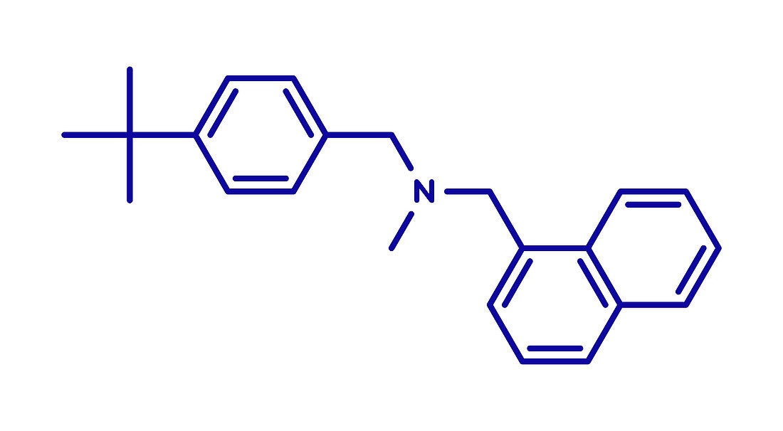 Butenafine antifungal drug molecule, illustration