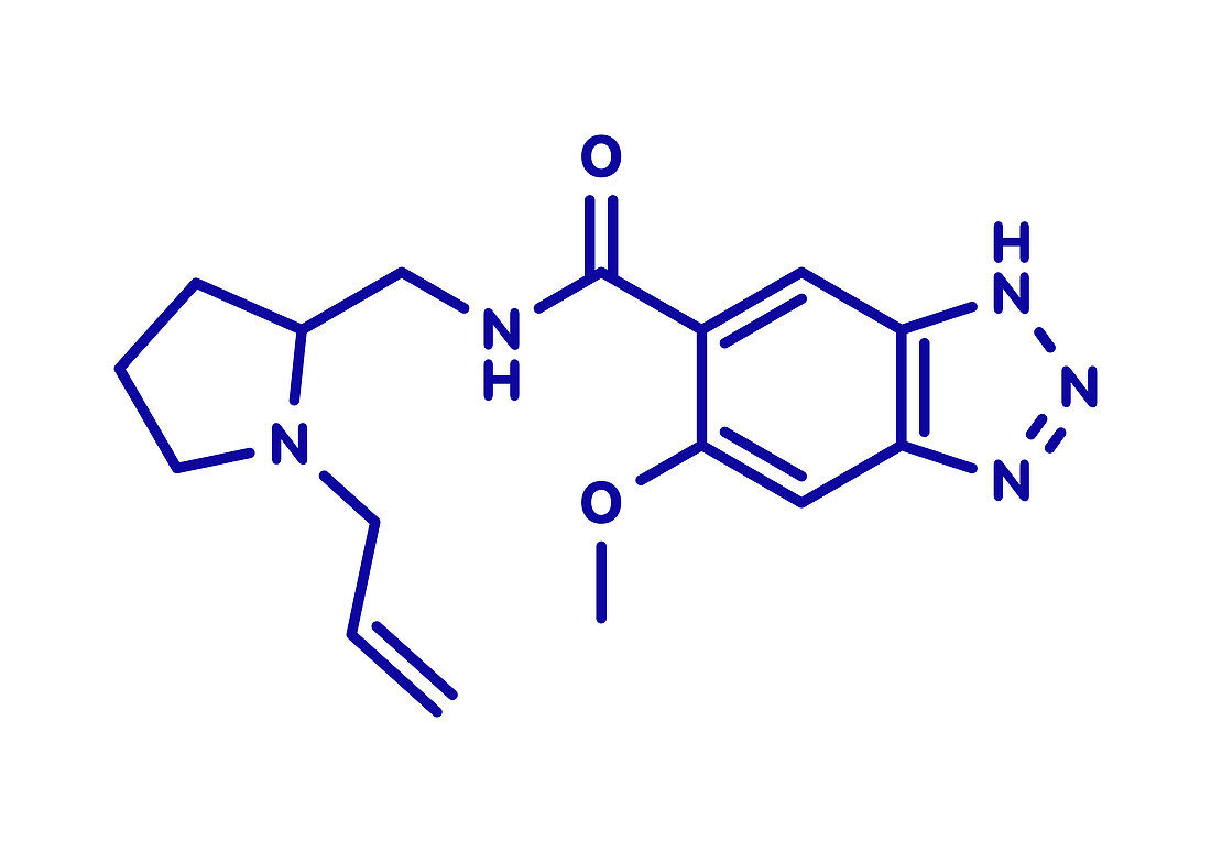 Alizapride antiemetic drug molecule, illustration