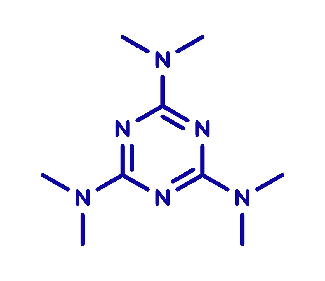 Altretamine cancer drug molecule, illustration