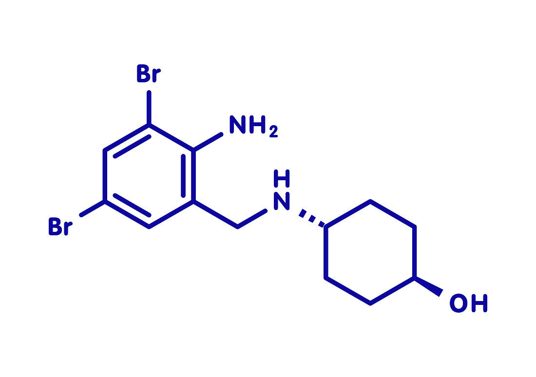 Ambroxol secretolytic drug molecule, illustration